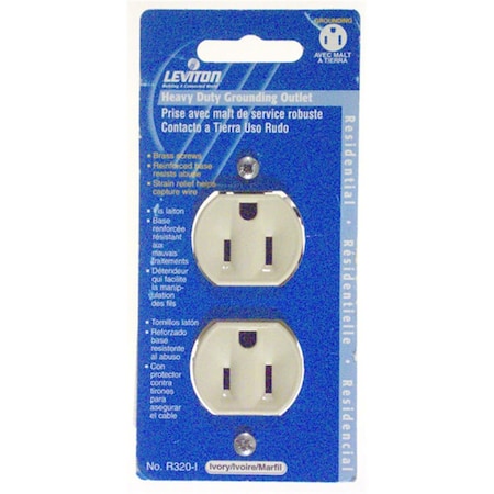 Ezgeneration Ivory Residential Grade Straight Blade Duplex Receptacle - Ivory EZ3546900